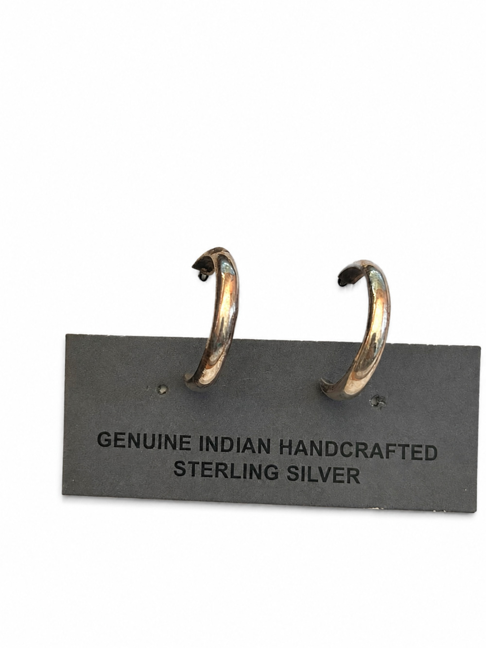 Navajo Sterling Silver Hoop Earrings Signed Handmade 1 Inch JR Jackson